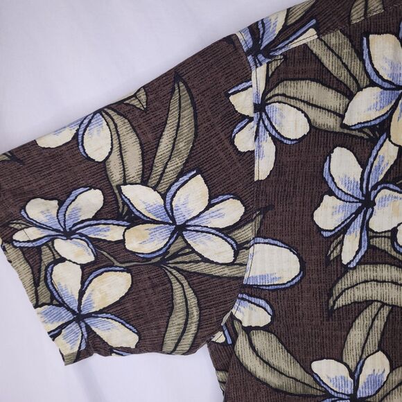 Tommy Bahama Hawaiian Shirt Mens Medium Floral Brown Silk Camp Vacation Resort - Picture 3 of 11